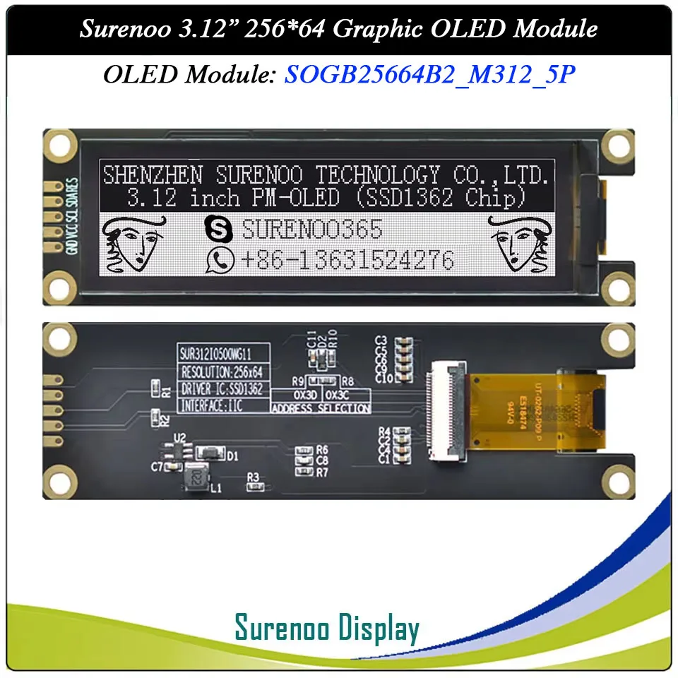 Настоящий OLED-дисплей, 3,12 дюйма, 256*64, 25664 точек, графический ЖК-модуль, экран LCM, контроллер SSD1362, поддержка SPI