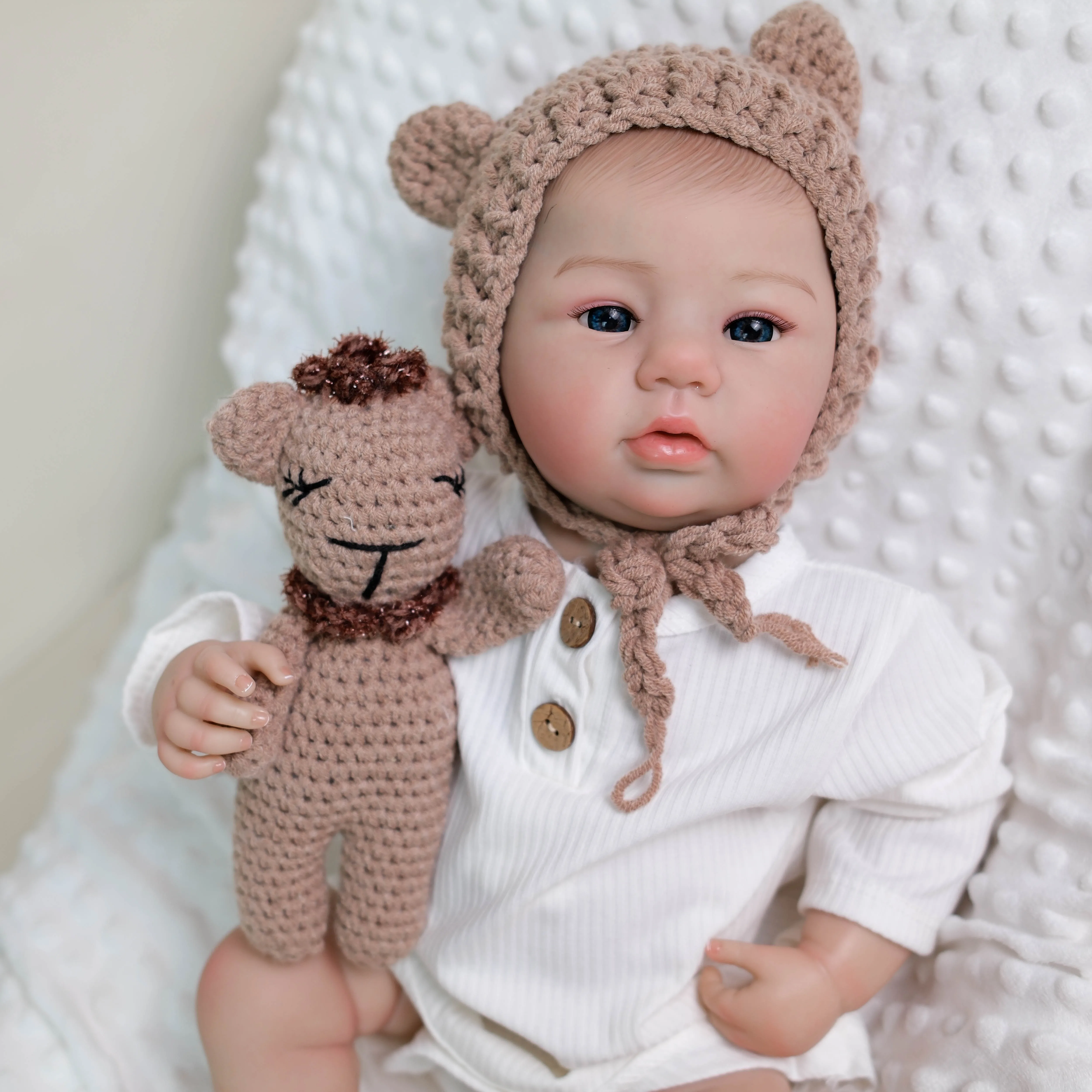 

NPK 19inch Full Vinyl Girl Body Abigail Lifelike Reborn Baby with Painted Hair Multiple Layers 3D Skin Painting Visible Veins