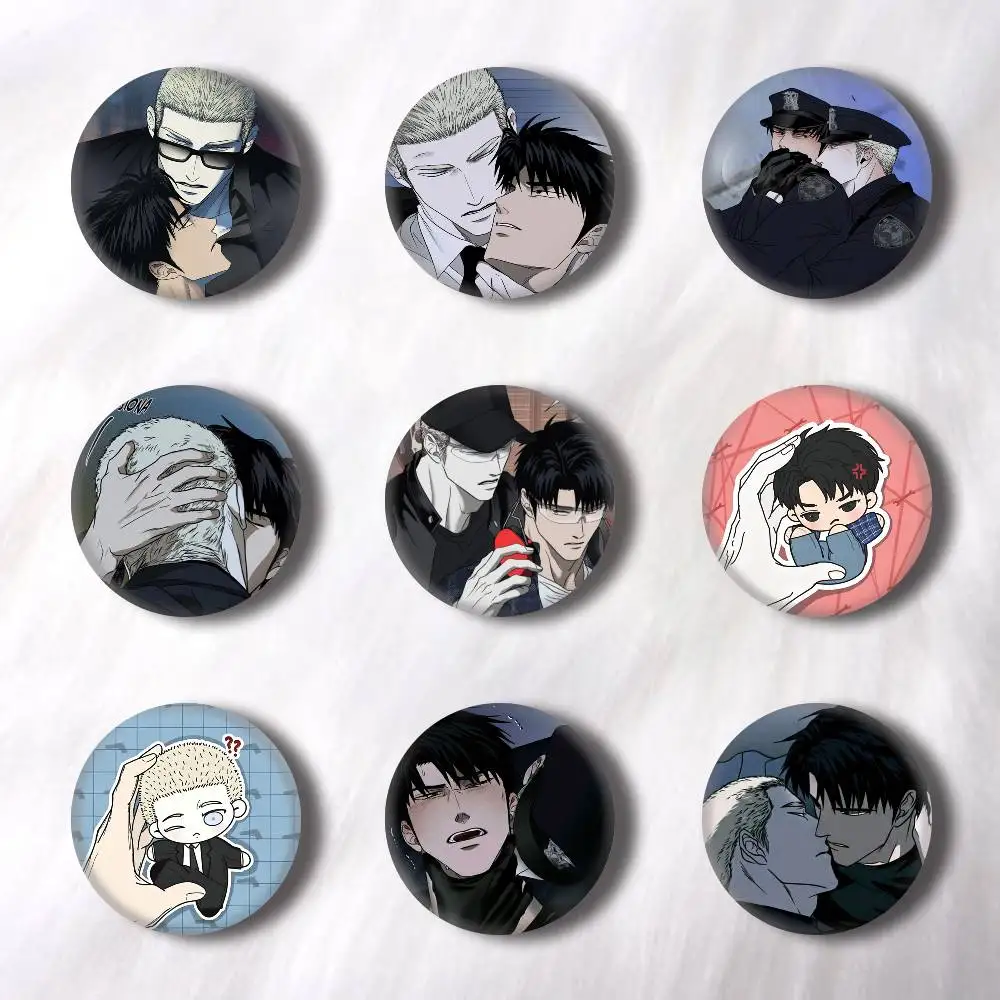 Korean BL Manhwa Shutline  Pins Badges Round Laser Badge Brooch Clothes Backpack Accessories