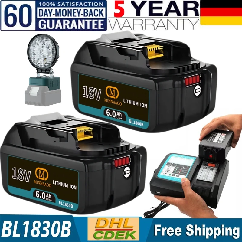 

100% Original Genuine For Makita 18V Battery 6.0Ah BL1850b BL1850 BL1860 BL1830 BL1815 BL1840 LXT400 for Makita Grinders