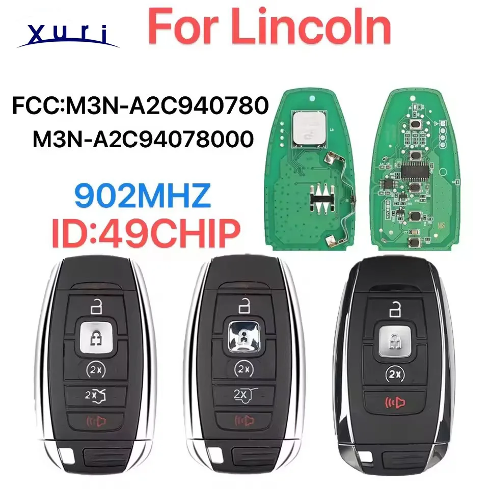 

M3N-A2C940780 llave remota inteligente para Lincoln Continental MKC MKZ MKX 2017 - 2020 navegador Nautilus 902MHZ ID:49CHIP