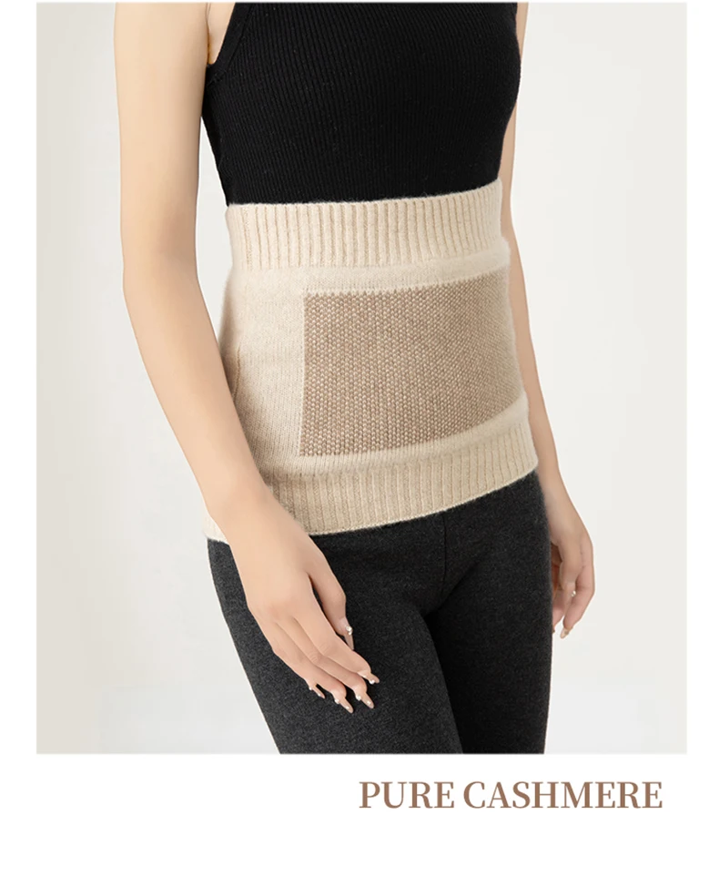 Hochelastischer, 100 % reiner Kaschmir, Unisex, Thermo-Taillenstütze, Bauch-Rückenwärmer, Innenbekleidung, Winter, warm, dick, Kummerbund für ältere Menschen – Detail 12
