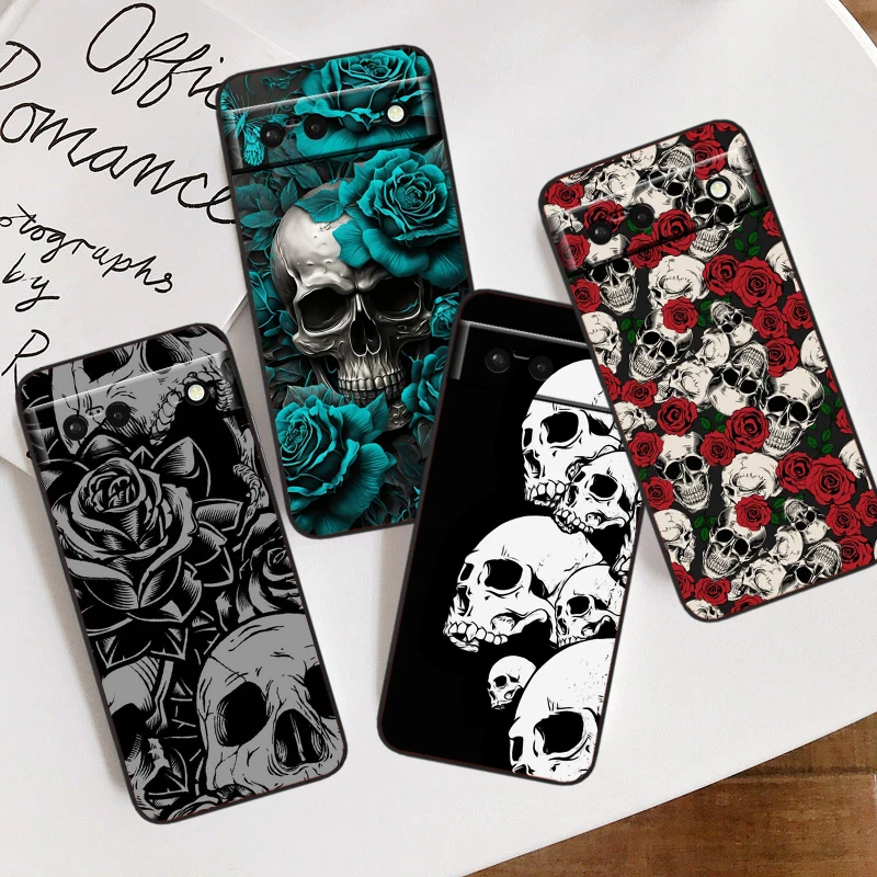 S-Skull Cool Fashion Art For Google Pixel 9 8 7A 7 6A 6 5A 5 4 4A XL 5G Black Silicon Shockproof Shell TPU Phone Case