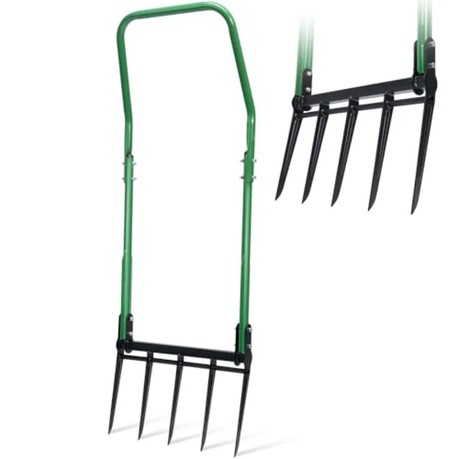 

BroadFork Garden Tool Heavy Duty 5-Tine Broad Fork Hand Tiller Garden Pitchfork with Ergonomic U-Shaped Handle Digging Fork for