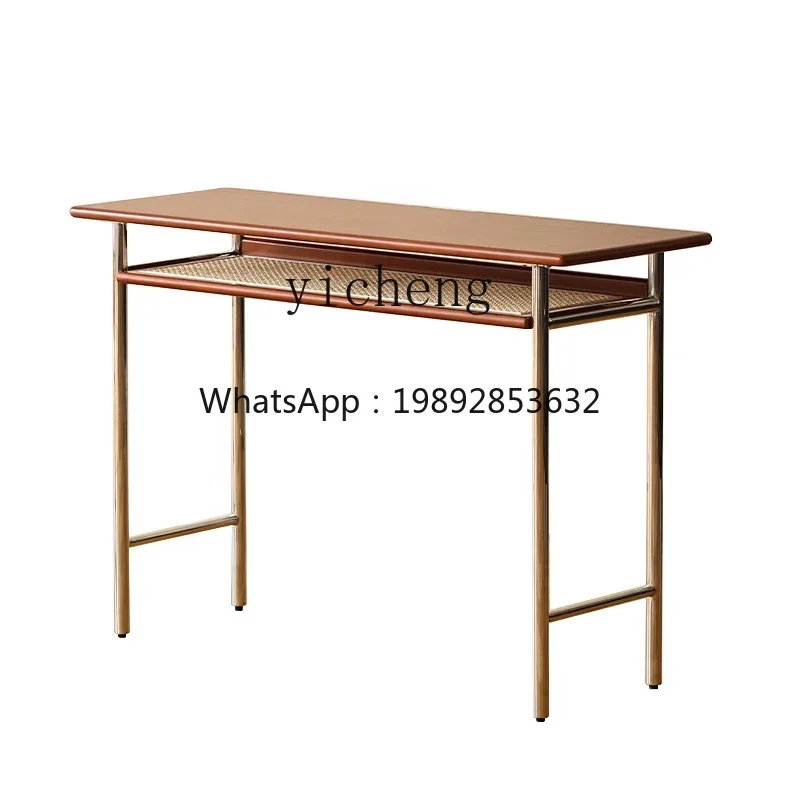 Desk Bedroom Girls' Stainless Steel Home Living Room Office Computer Desk Light Luxury Modern Small Table