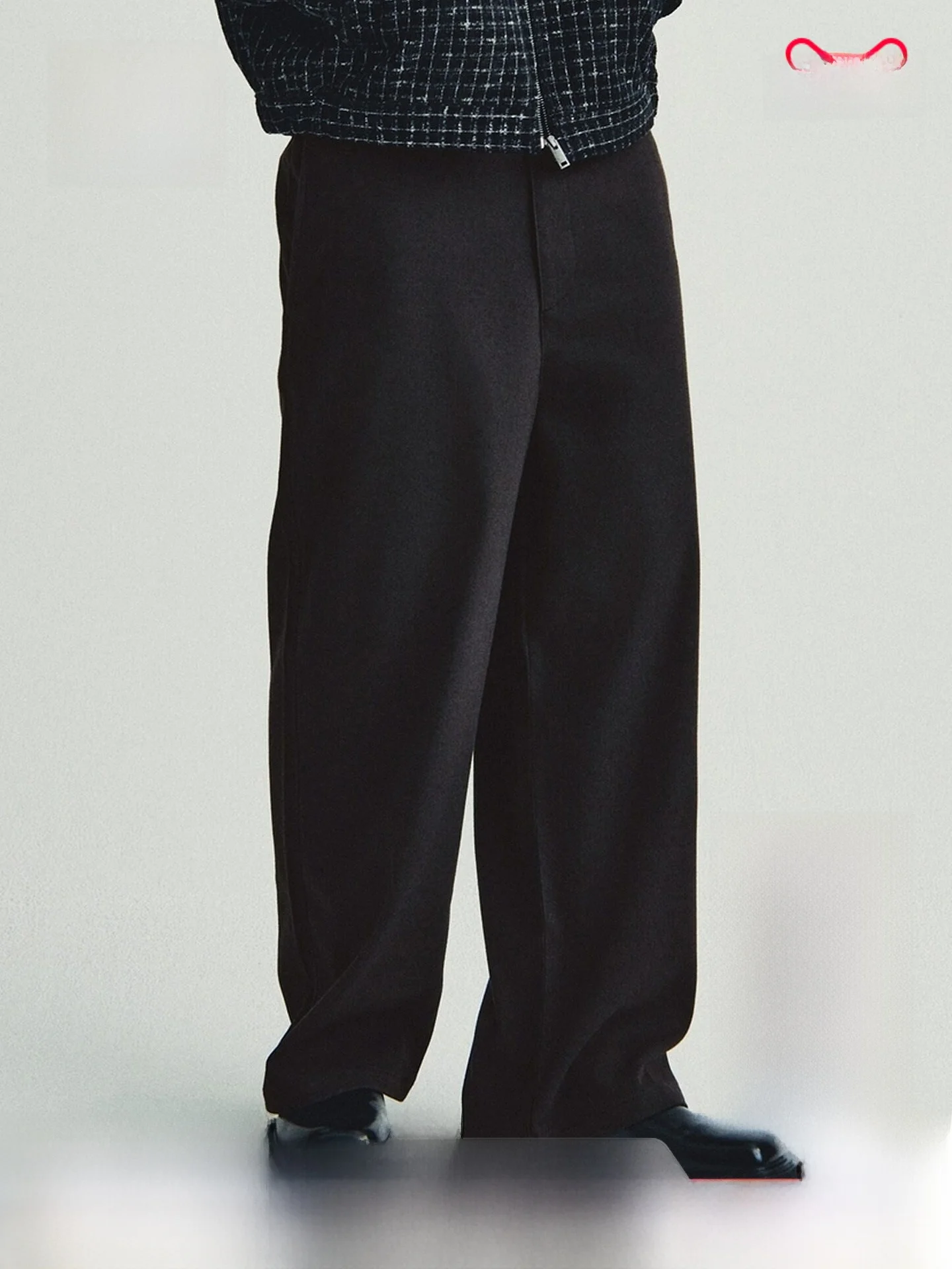 

H&M Men's Spring Loose Wide Leg Pants Diagonal Pattern Casual Trousers Polyester Fiber Lycra Fiber Daily Wear 38453