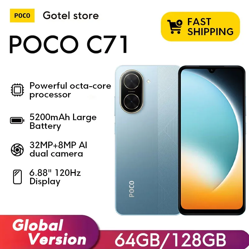 Xiaomi POCO C71 4GB RAM 128GB ROM 6,67 15W 32MP 5200 mAh Battery Global version 15W Smartphone