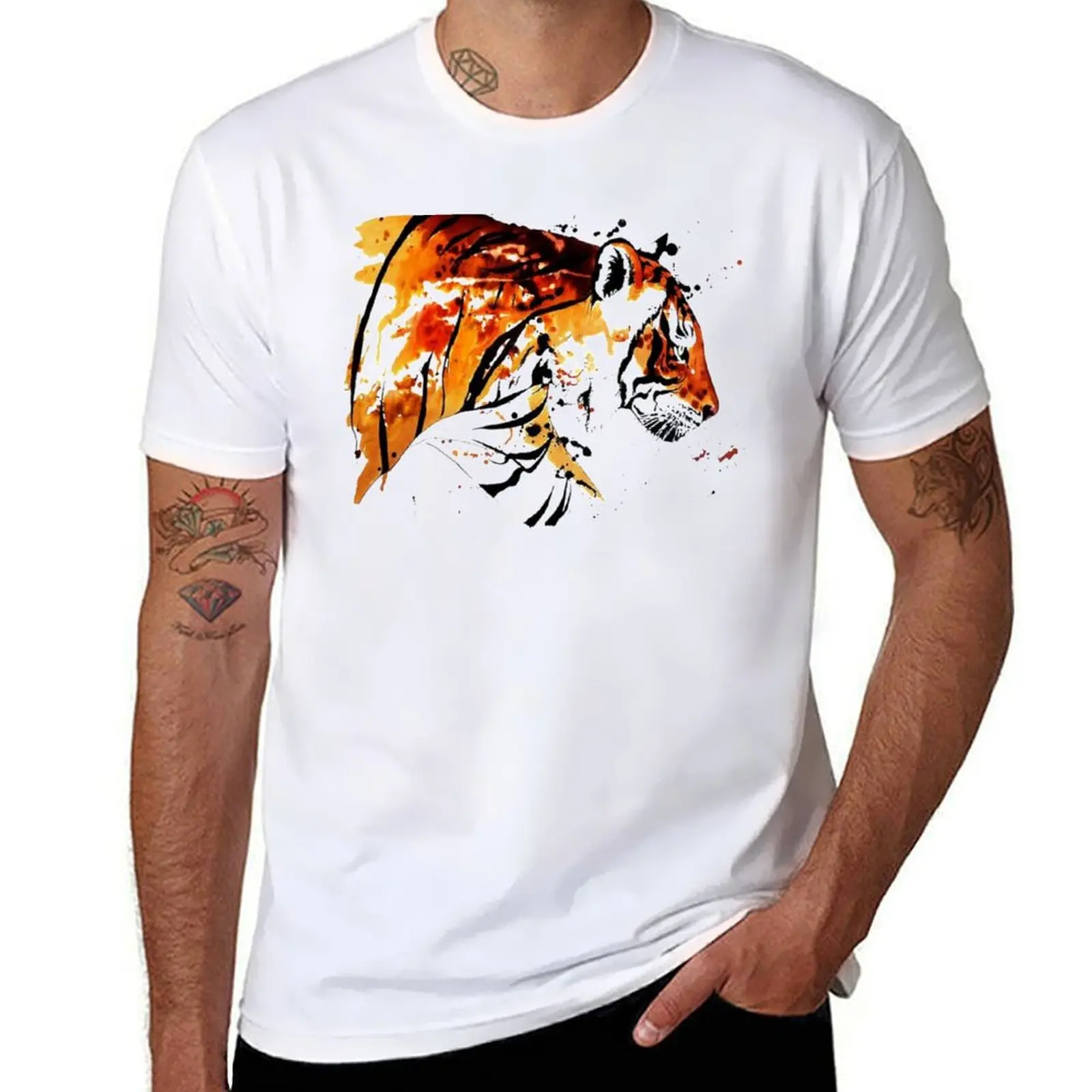 

Bengal Tiger in Abstract Watercolour T-Shirt anime t shirts for man man t shirts high quality luxury brand T-Shirt