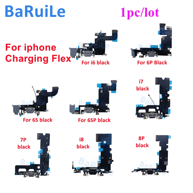 BaRuiLe 1pc USB Charging Port Charger Dock Connector Charging Flex Cable For iPhone 11 12 Pro Max 6 6S 7 8 Plus X XS Max XR Part