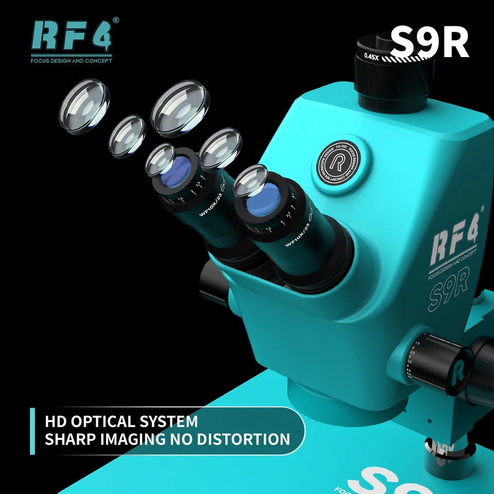RF4 S9R Ultra-wide High Power Microscope 7-74X Continuous Zoom