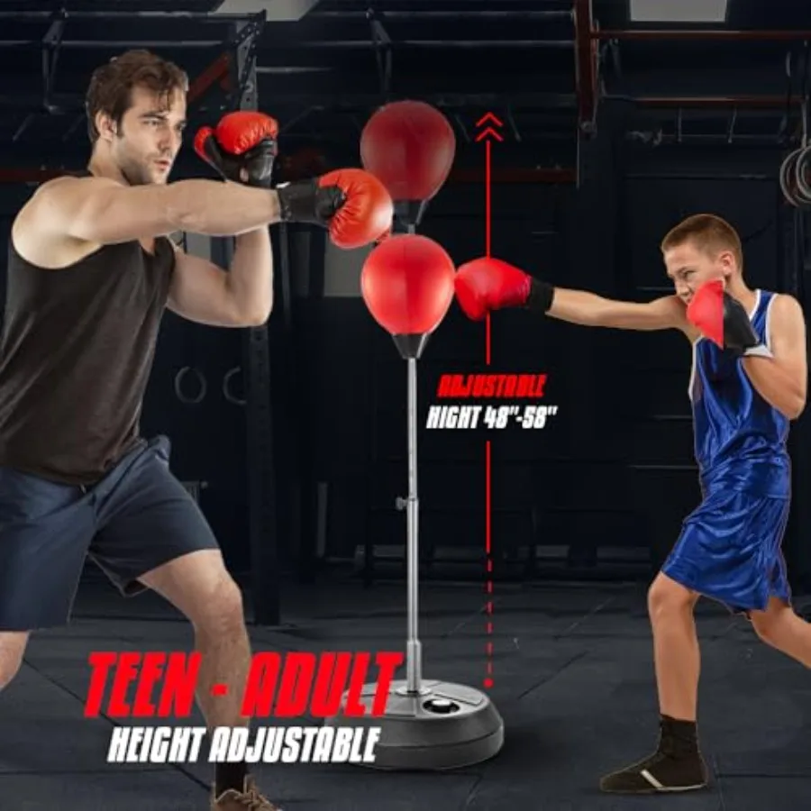TechTools Punching Bag with Stand for Teens Adults - Height Adjustable Speed Bag in Black/Gray Durable Vinyl with Foam Padding