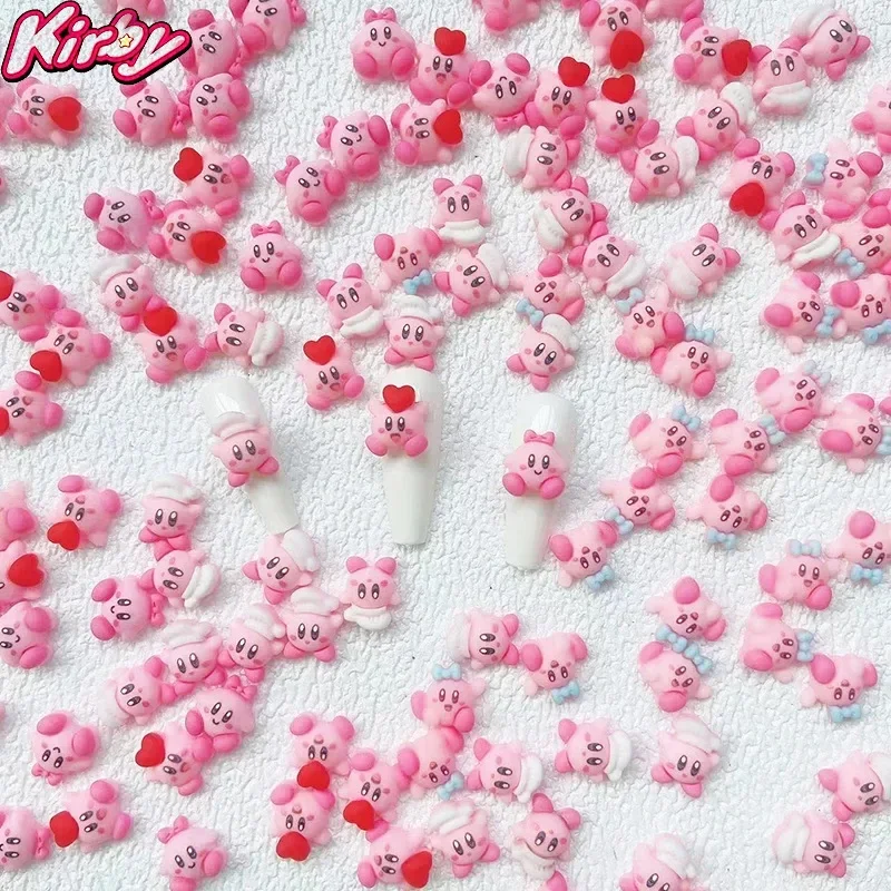 Anime Kirby Nail Patches Resin Nail Jewelry Accessories Cartoon Nail Sticker Decoration Ornament Manicure for Girls Gift