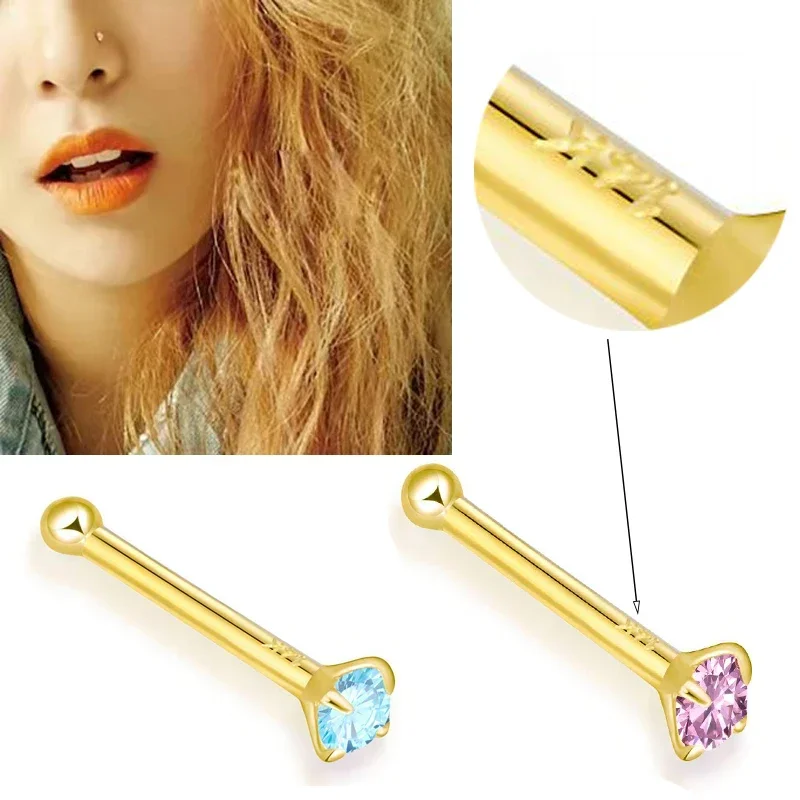 14K Gold Nose Piercing Jewelry Cubic Nose rings for Women Nose Studs Body Jewelry Piercing Jewelry