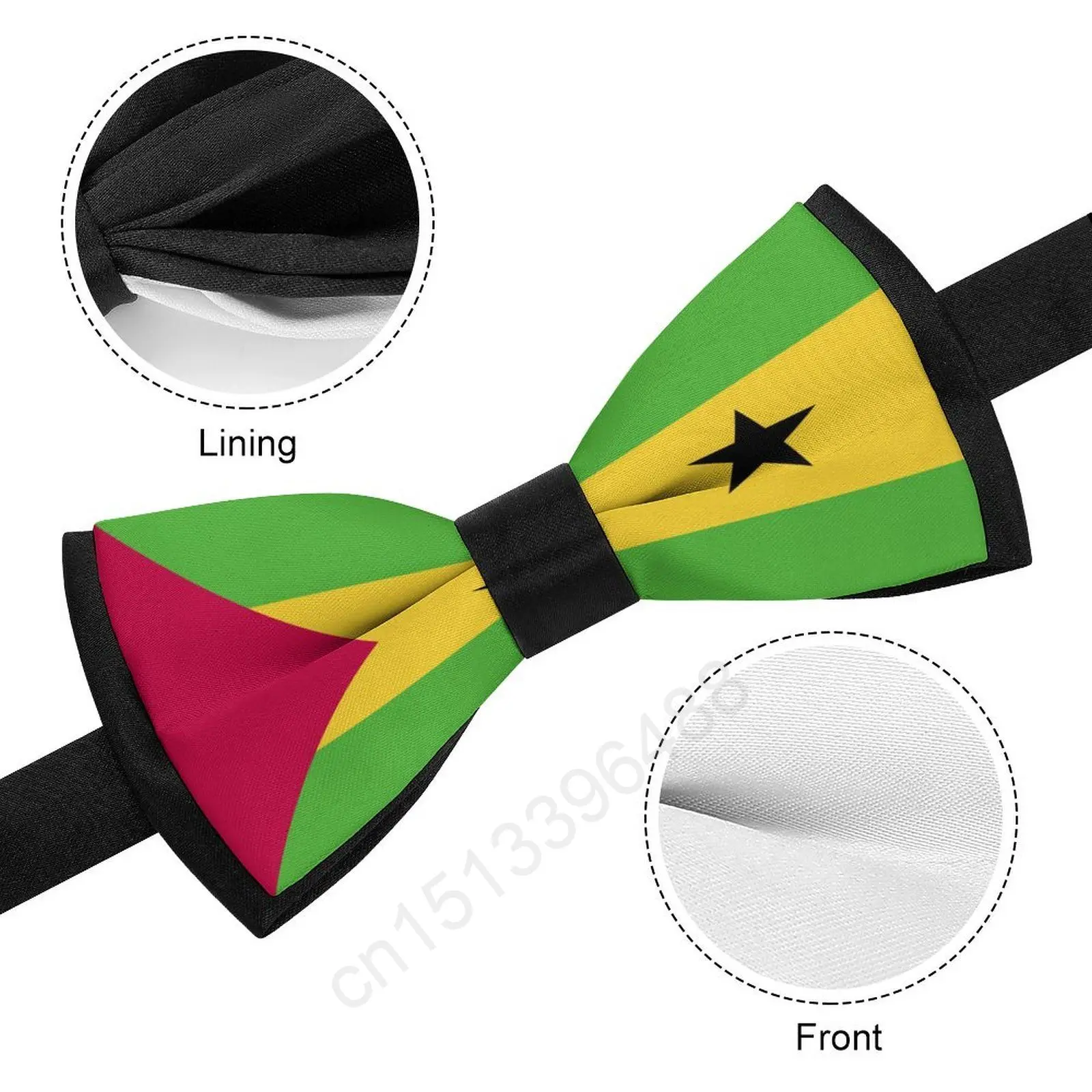 البوليستر ساو تومي و Principe العلم ربطة العنق للرجال موضة عادية الرجال ربطات القوس فيونكة Cravat برقبة لحفل الزفاف الدعاوى التعادل #5