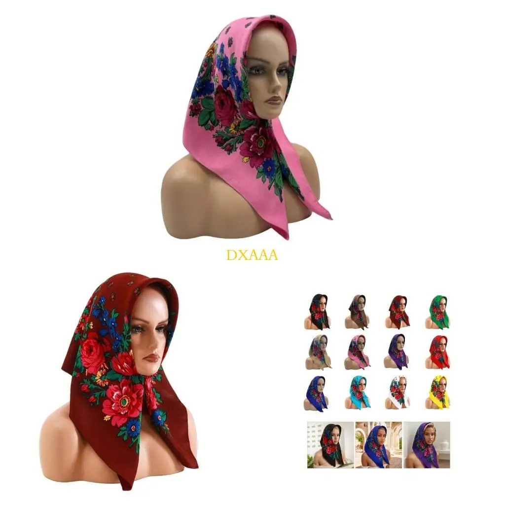

DXAA Women's Ethnic Russian Flower Headscarf Rural Styles Bandana for Cultural Event