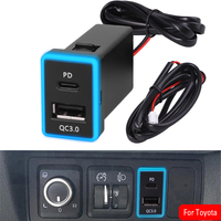 PD Type C/QC 3.0 Car Charger Socket  Dual USB 12-24V Car Power Adapter for Toyota Quick Charge For Mobile Phone Car Accessories