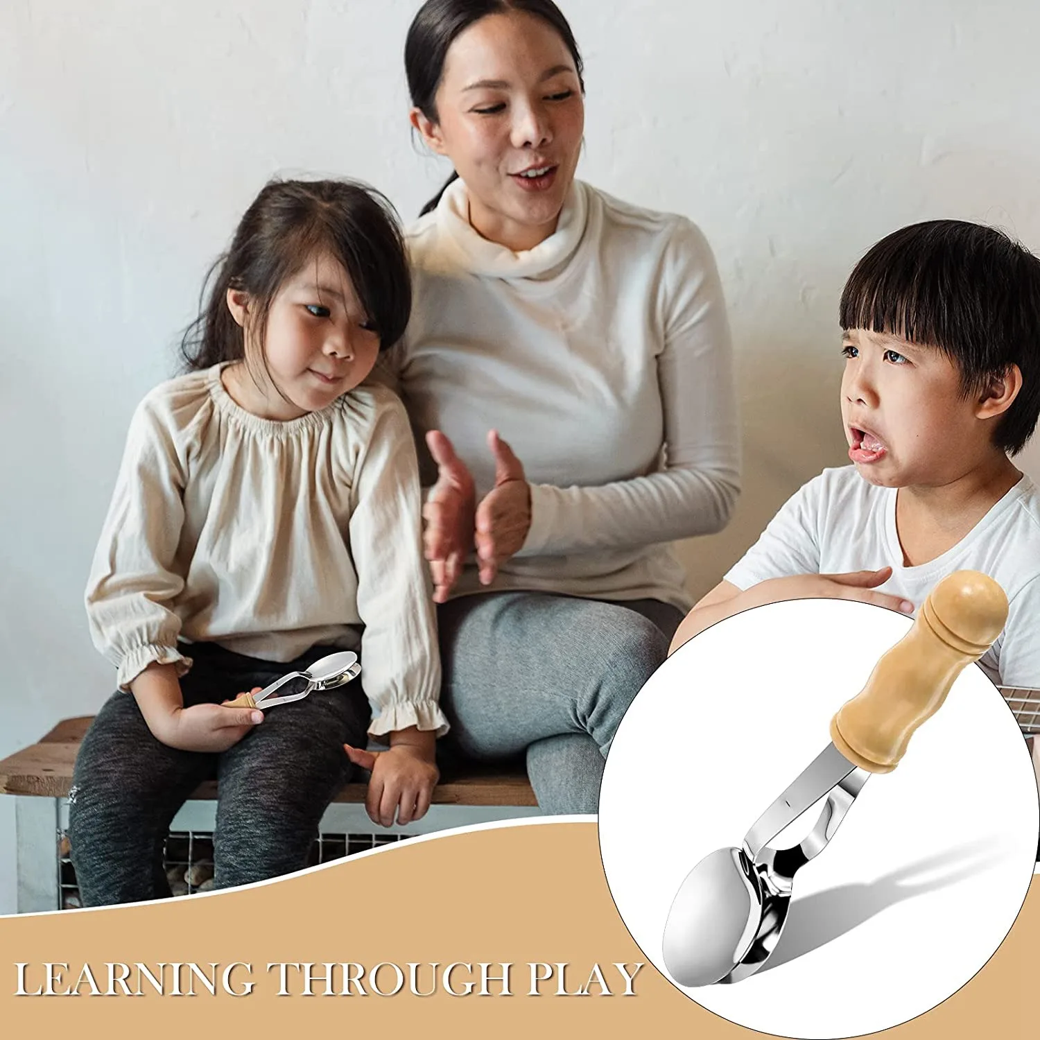 Instrumento de cucharas musicales con mango de madera, instrumento de percusión irlandés con mango de madera