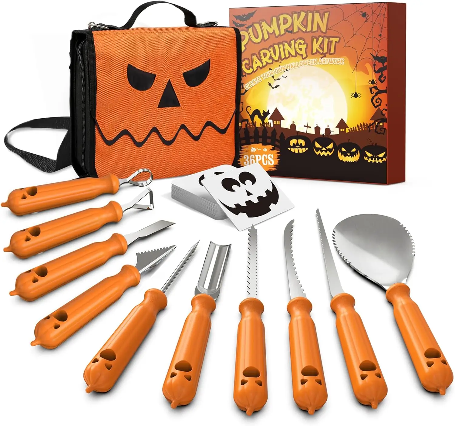 

Pumpkin Carving Tools, 36PCS Pumpkin Carving Kit, Professional Pumpkin Carving Knife Set with Stencils & Bag for Beginners