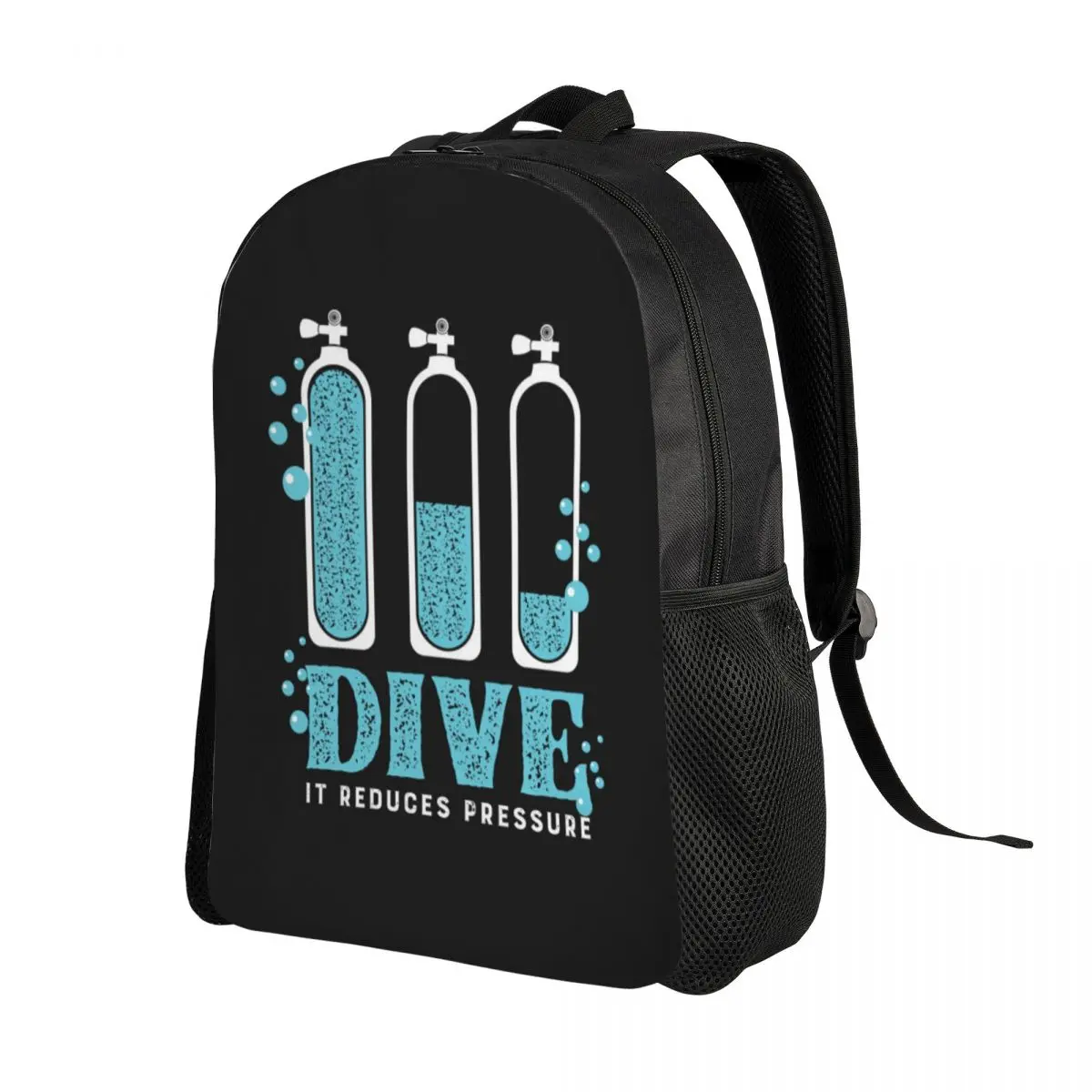 Custom Dive It Reduces Pressure Backpack Women Men Casual Bookbag for School College Diving Bags