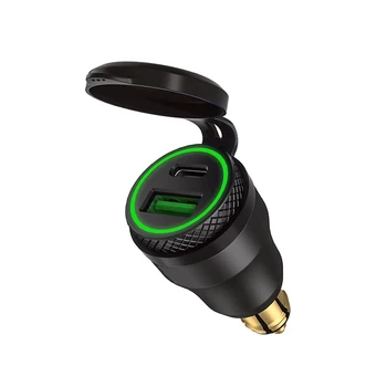 Alumínio PD Power Delivery Carregador USB, carregador rápido à prova d'água, soquete Hella DIN, BMW Ducati Triumph, 30W, QC 3.0