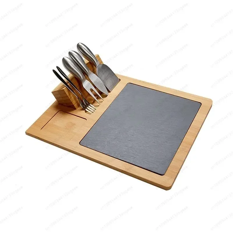 Cheese Household  Fruit Bread Cutting Board Steak Cheese Slate Cheese Board Knife and Fork Set Steak Heat Insulation Board