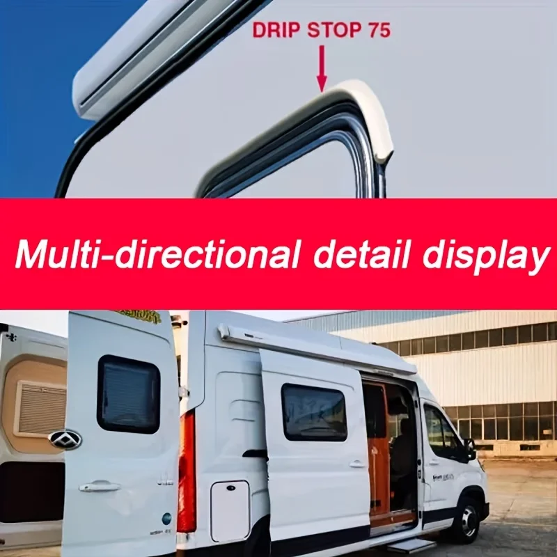 Self-Adhesive J-shaped RV Water Guide Strip, Durable Plastic Drip Rail for RV, Car & Truck Roof, Reduces Water Pooling view 6