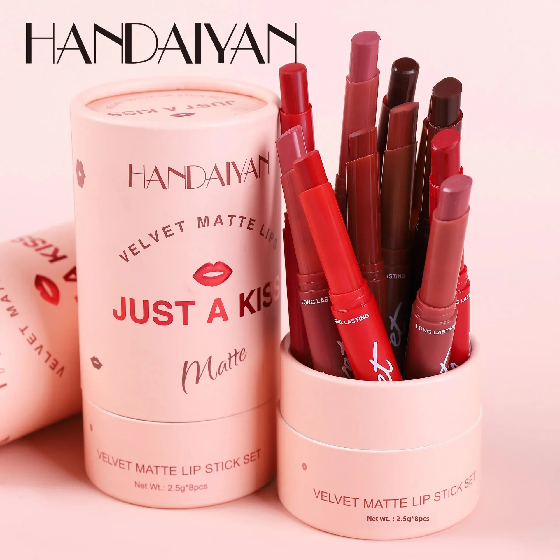 HANDAIYAN Samt Matt Lippenstift Geschenkbox Set Schlanke Lippenstifthülsen Langlebige Antihaft-Tasse Koreanisches Lipgloss-Make-up