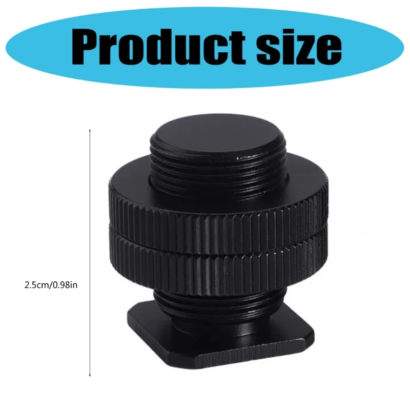 Double Nut Cold Shoe Mount 5/8 to 1/4 Screw Holder for Action DSLR Camera 83CF