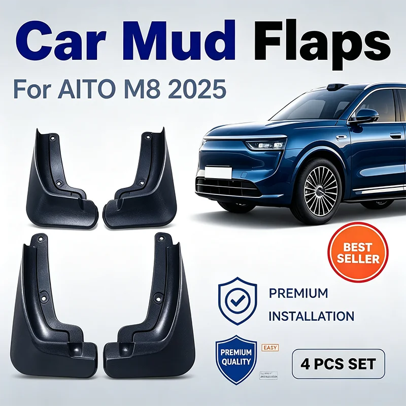 For AITO M8 2025 4Pcs Mud Flaps Splash Guards Front Rear Wheel Fender Mudguards Car Exterior Protection