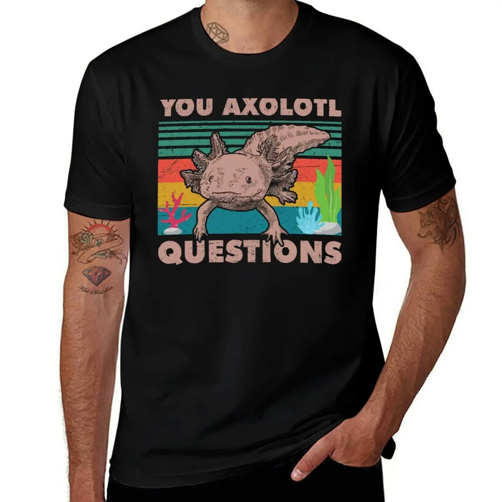 Funny Walking Fish You Axolotl Questions T-Shirt Plus Size Lightweight Top