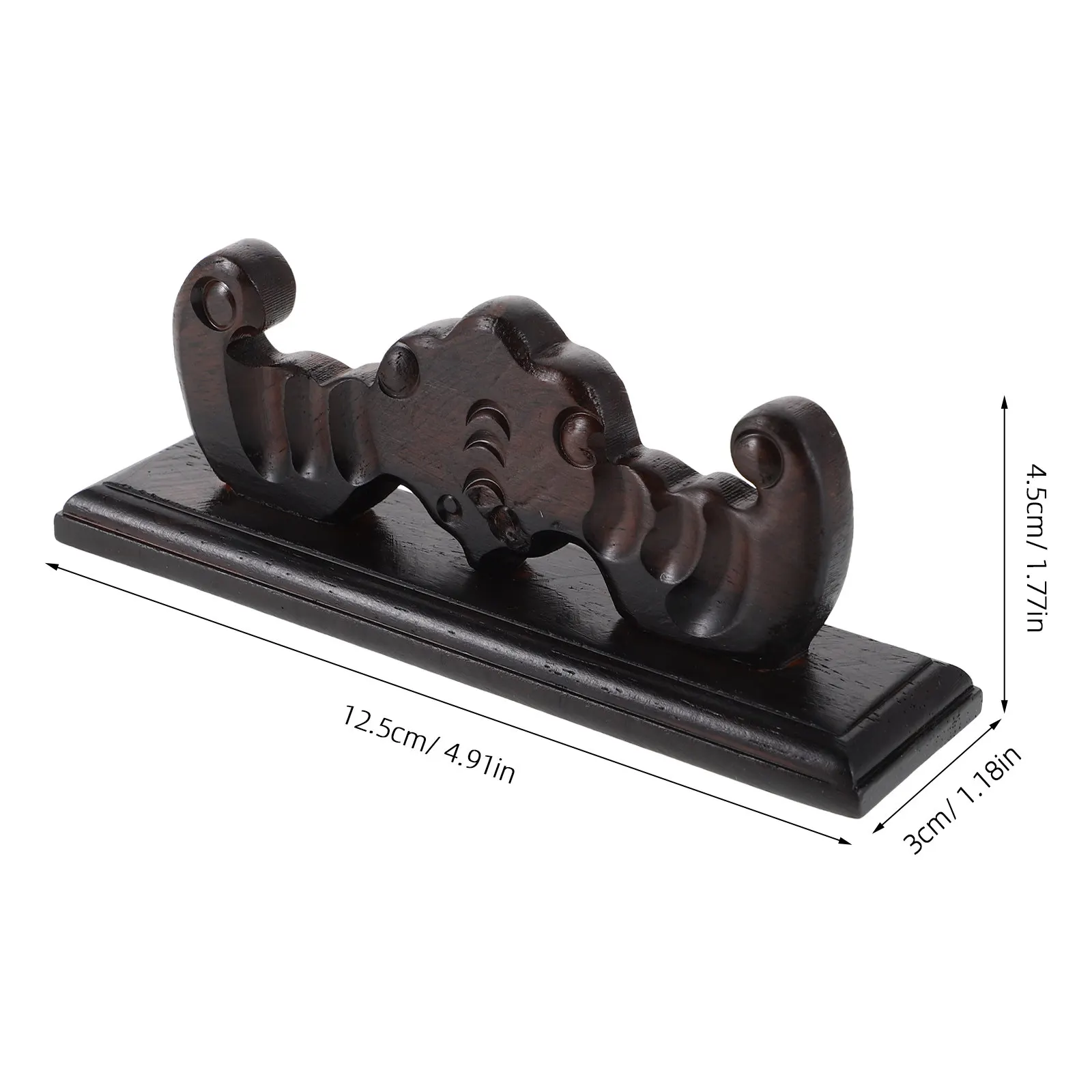 Bamboo Flute Stand Desktop Wooden Display Rack for Two Flutes Sturdy Solid Wood Construction Cultural Relief Design Flute