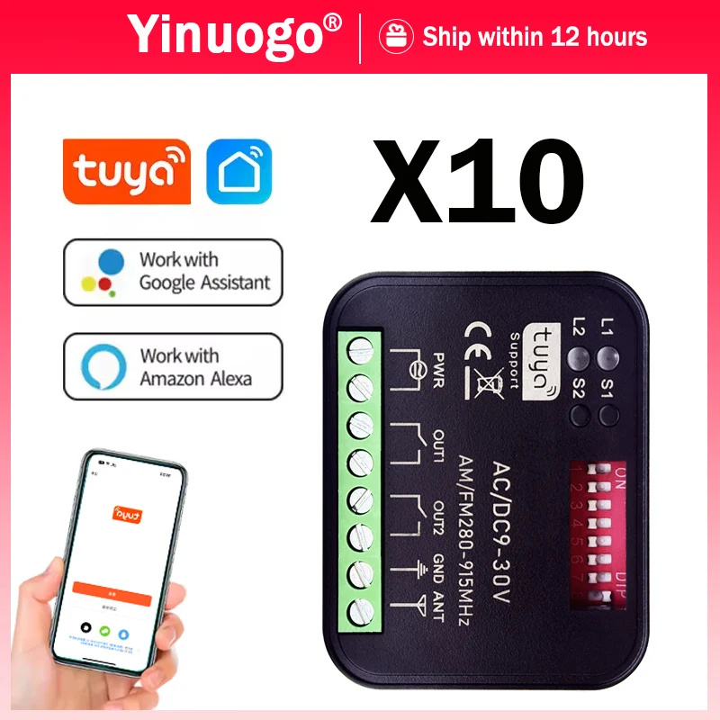 

10pcs WIFI TUYA RX-MULTI Receiver Controller 9V-30V 85V-250V 300MHz-868MHz For Gate Remote Control Garage Door Opener