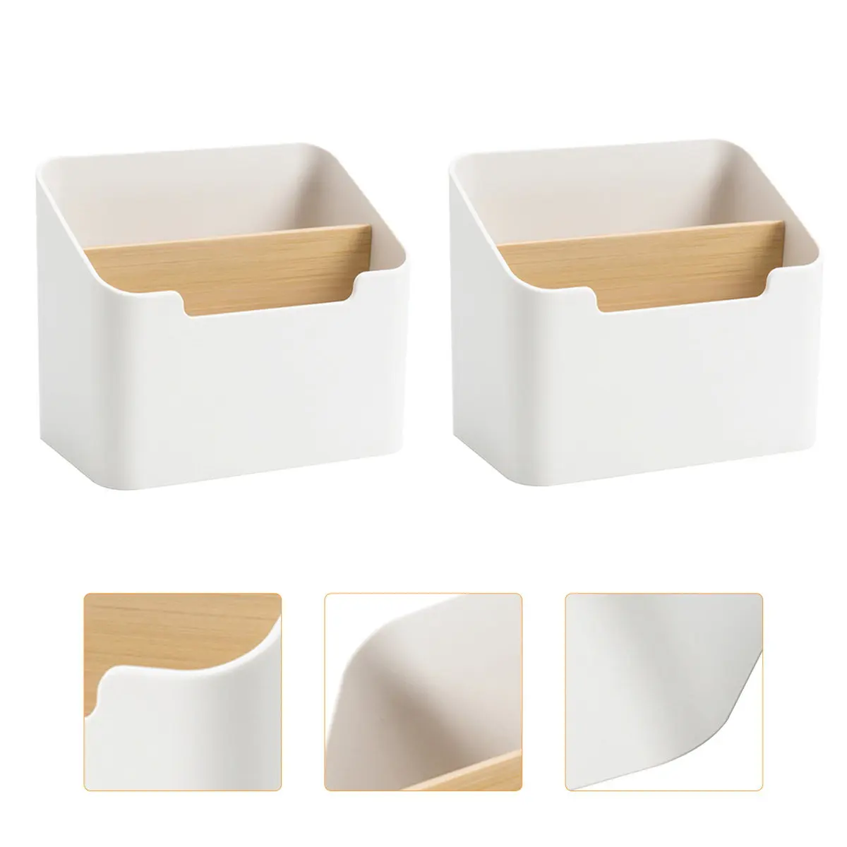 

Деревянный настольный органайзер для ручек и карандашей с 2 отделениями, 2 шт., для ручек, карандашей, пультов ДУ, кистей для макияжа, для дома