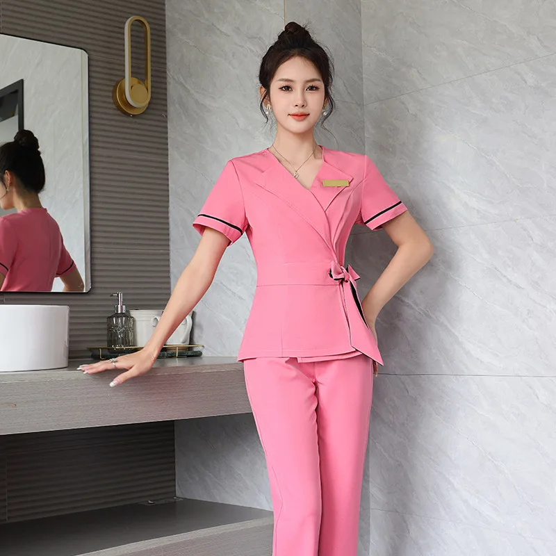 Beautician Uniforms Women Fashion Skin Management Ear Pickers Massage Work Clothes for Women on Hotel Foot Bath Technician S-3XL