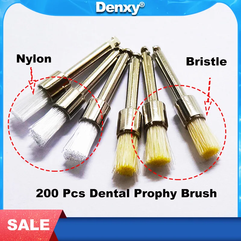 

DENXY 200 Pcs Dental Prophy Brush Tooth Brush Professional Polishing Application Teeth Whitening Dentist Material Dental Clinic