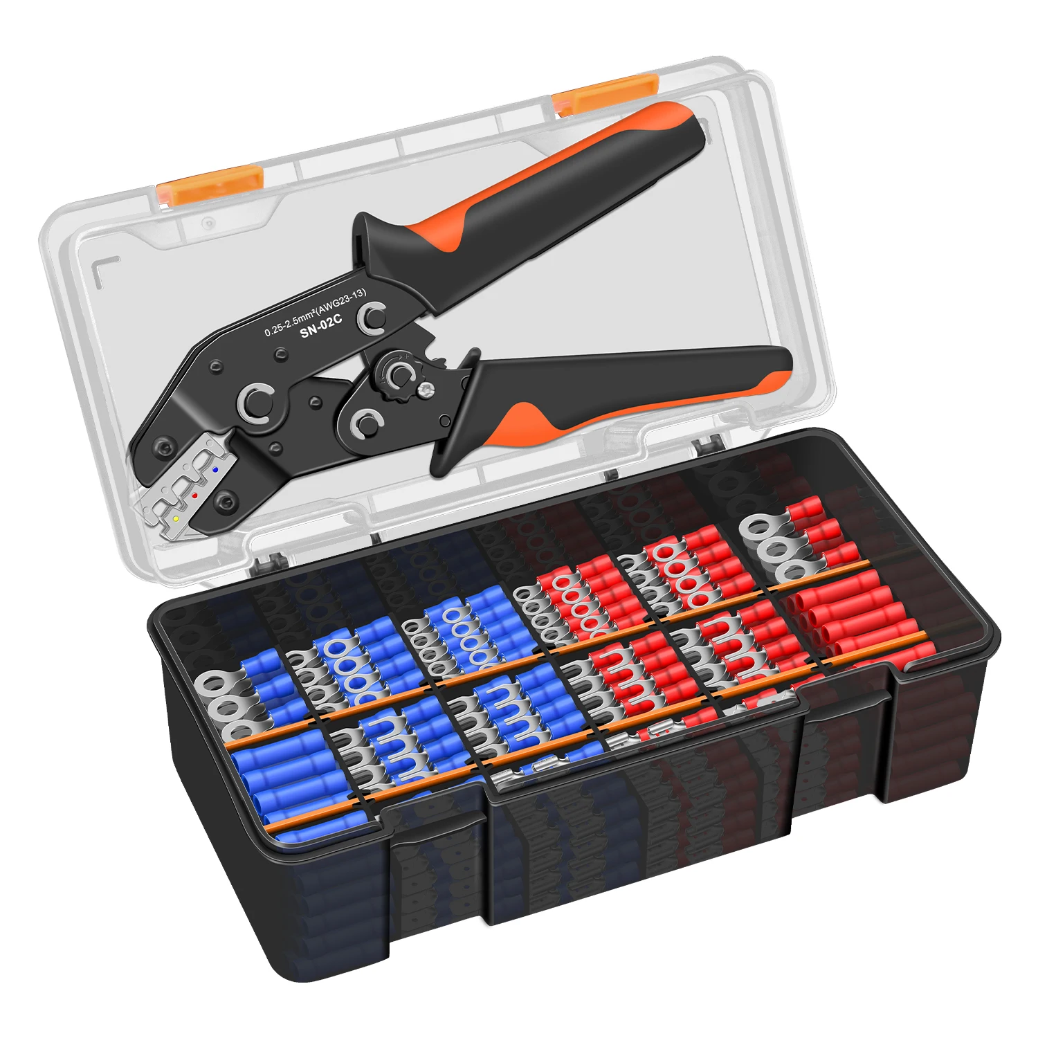 SN-02C 460 قطعة مجموعة أدوات العقص سلك معزول موصلات كهربائية مجموعة متنوعة موصلات الأسلاك المكشكش 17 أنواع محطات #1