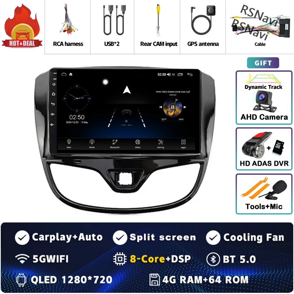 Android 15 Carplay Auto Qualcomm 2K QLED Scherm Autoradio Speler Voor Opel Karl Vinfast Fadil 2017-2020 GPS multimedia Wifi DSP