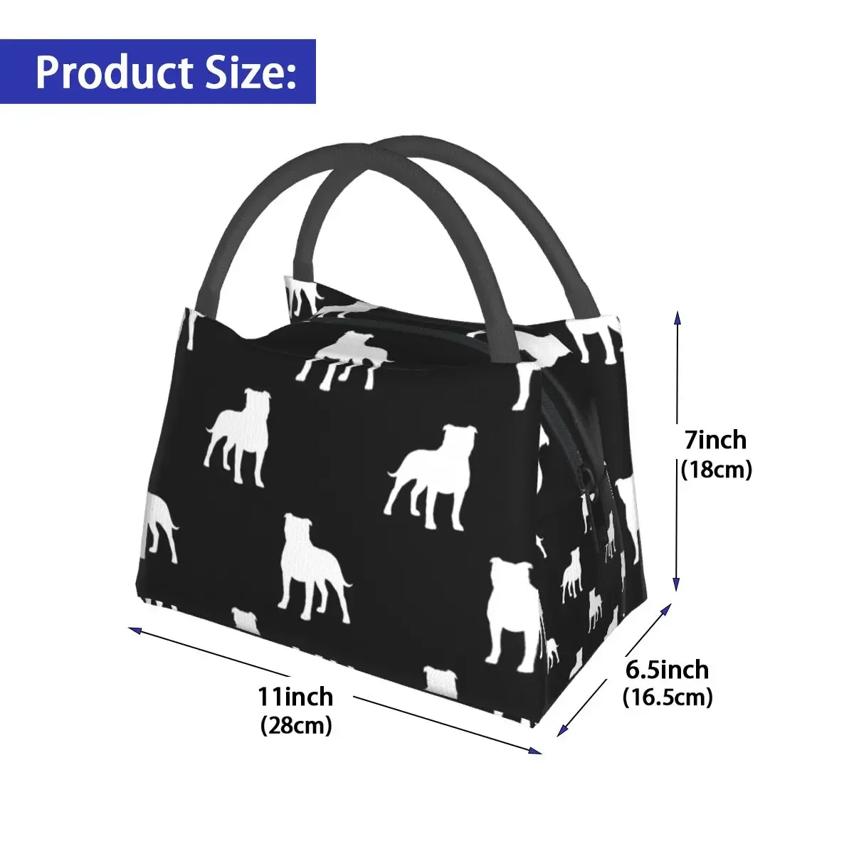 Staffordshire Bull Terrier Lunch Bag Animal  Lunch Box Outdoor Picnic Portable Thermal Lunch Bags Waterproof Designer Cooler Bag