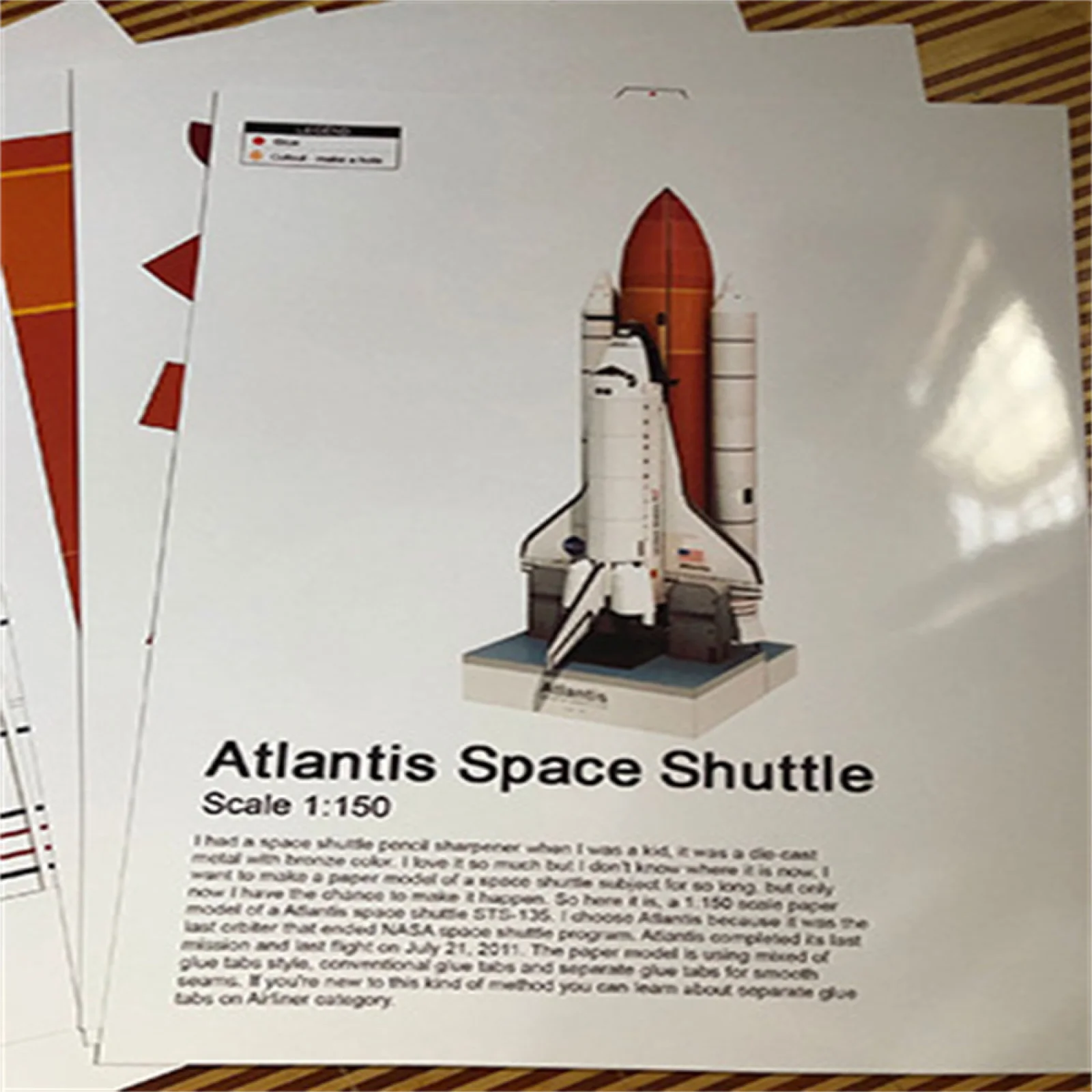 1/150 スケール スペースシャトル アトランティス ペーパーモデル パズル マニュアル 宇宙飛行ロケット DIY ペーパーアートおもちゃ 長さ 34 センチメートル 未組み立てキット