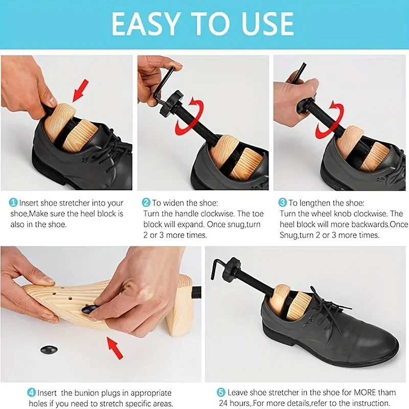 1Pc Shoe Stretcher Women and Men's Shoe Widener - Wooden Expander for Wide Feet, Bunions or Calluses Wooden Shoe Stretcher image 5