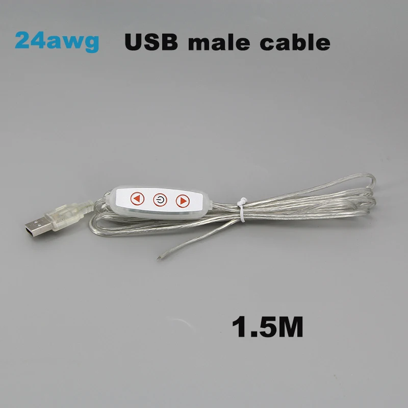 2PIN 5V USB Adjustable Brightness Light Control Dimming Switch Button Power Cable Dimmer Controller for LED Strip Neon Lights