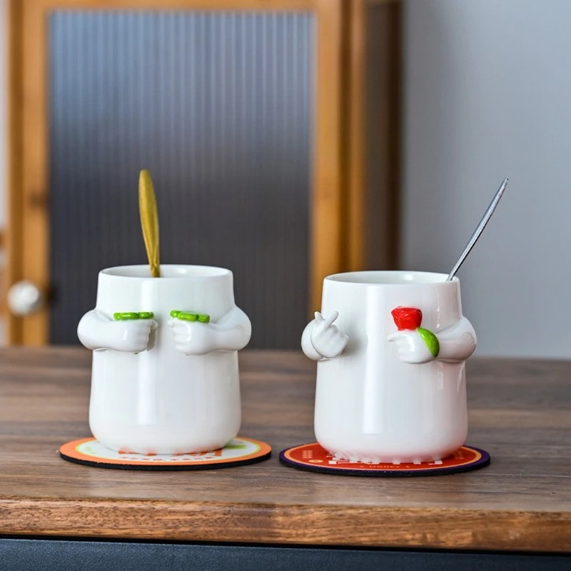 

Креативная кружка, керамическая кружка для пары, милая кружка для подруг, домашняя кружка, офисная кофейная кружка, кружка в форме сердца, кружка с клевером удачи