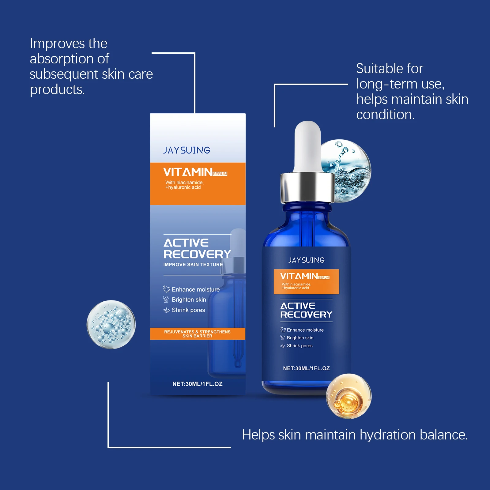 سيروم فيتامين C لتفتيح الوجه وحمض الهيالورونيك وحمض الهيالورونيك ومزيل البقع الداكنة وترطيب البشرة المضادة للتجاعيد #5