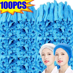 Disposable Hair Net Caps Non-Woven Strip Hat Hotel Workshop Dust Cap Blue White Shower Hat for Spa Hair Salon Beauty Accessory