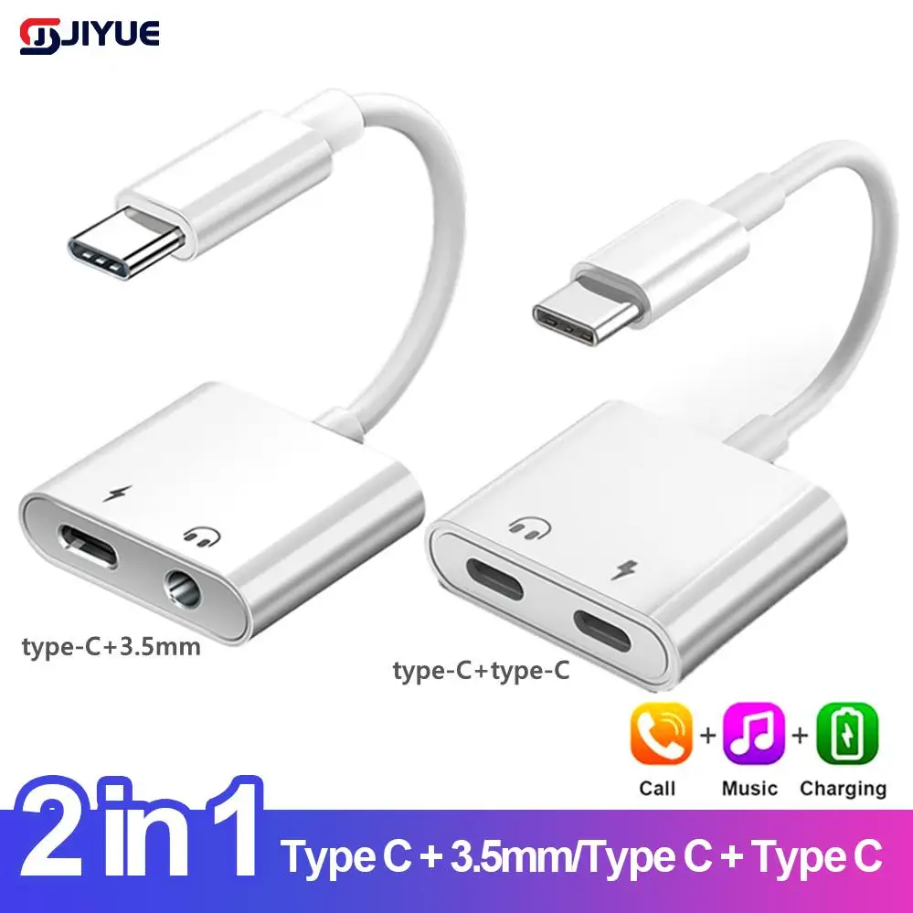 Adapter kabla AUX do Samsung S20 S21 Ultra Note 20 10 Plus Złącze USB C do podwójnego typu C 3 5 mm Jack Charge 2 w 1 Splitter
