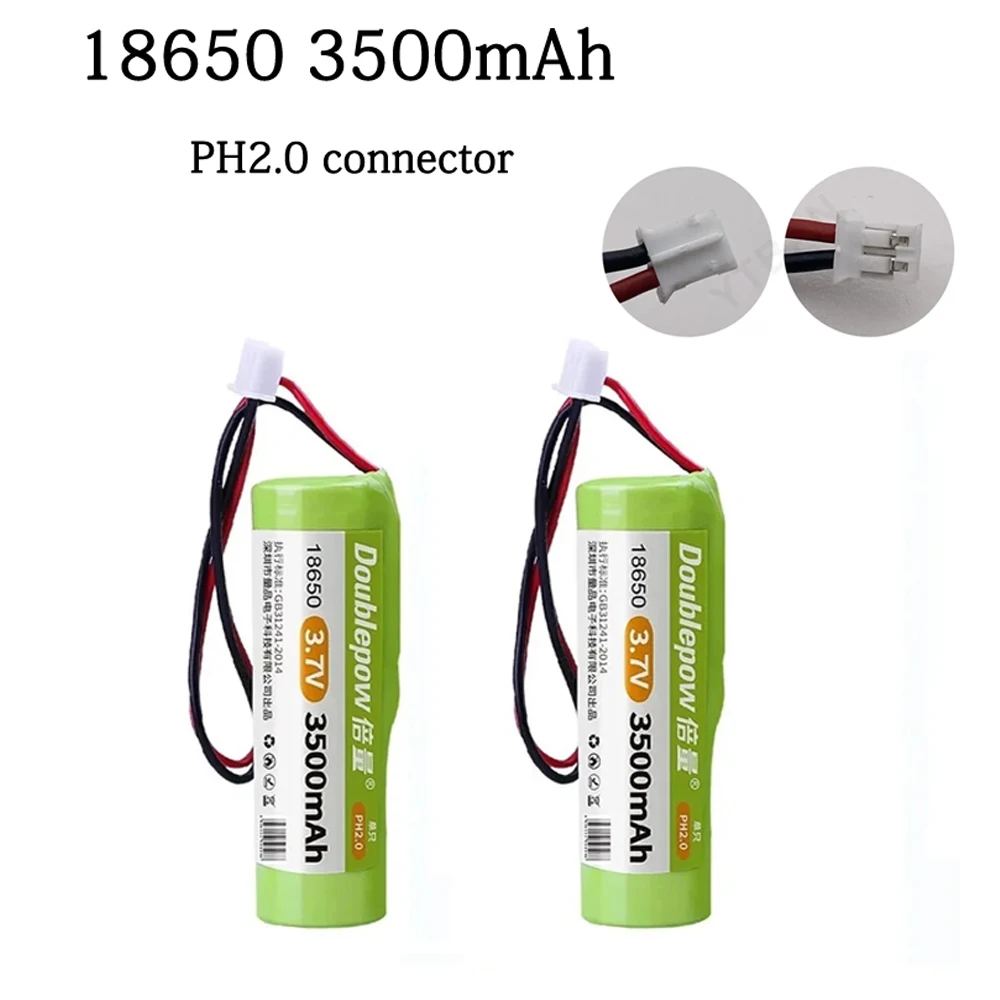 3.7V 18650 3500mah Rechargeable Lithium Battery Pack for LED Light Bluetooth Speaker Emergency  DIY Batteries+PH 2.0 plug