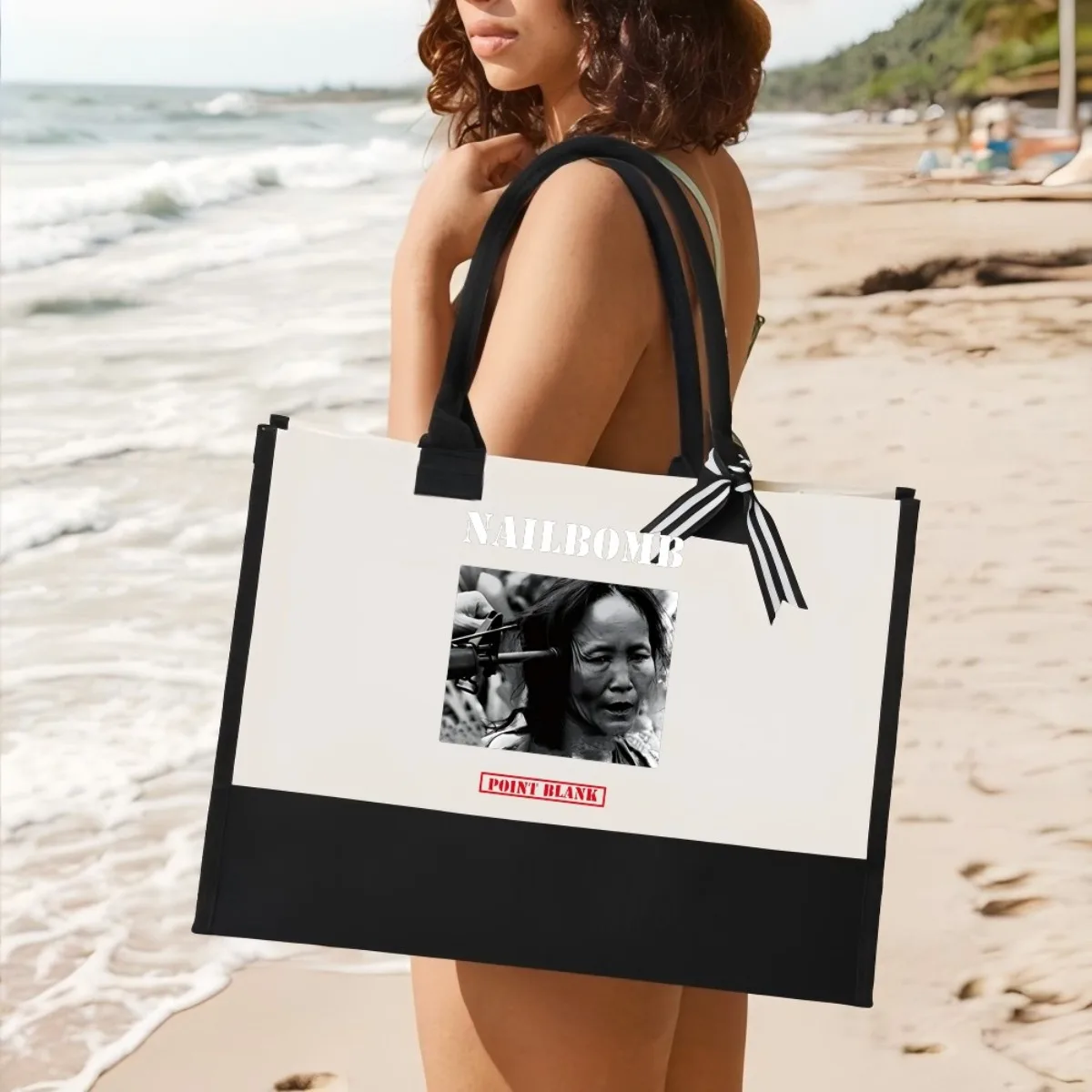 NAILBOMB 2026 وصول جديد موضة عملية واسعة قابلة لإعادة الاستخدام حمل حقيبة نمط طباعة 2 لهجة الثقيلة حقيبة كتف كبيرة ل Al