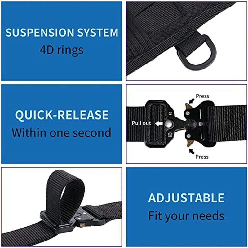 Hunting MOLLE Belt for Men Hunting Outdoor Battle Belt Set War Belt Military Inner Waist Belt with Phone Tool Bag for Shooting