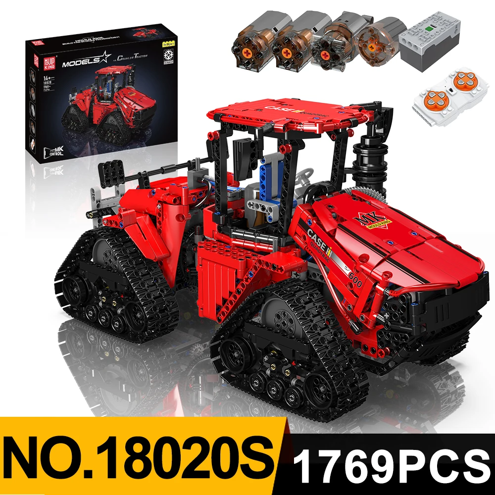 MOULD KING 18020 Pneumatic crawler tractor Model Building Blocks Technical Car APP engineering toys MOC block toys kids Gift