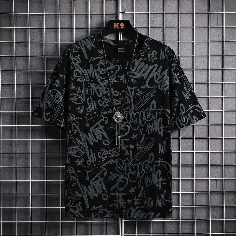 Men's Ice Silk Short Sleeve T-Shirt Quick Dry Loose Thin Breathable Wear Resistant Summer New Style Fashion Brand INS Elastic